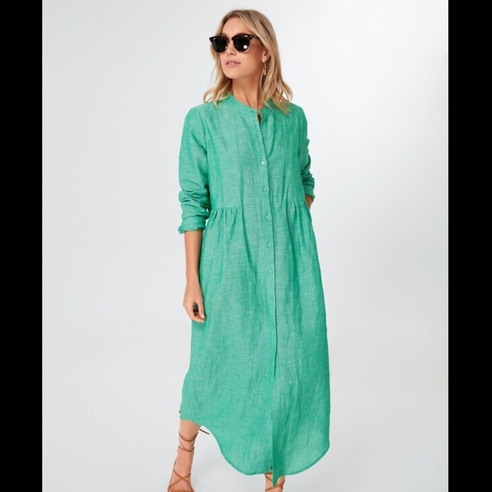 Tuckernuck Pomander Place Lydell Sea Green Linen Midi Dress (Worn Once)